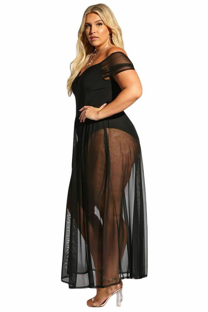 Sexy Plus Size Sheer Mesh Allure Bodysuit Dress - Image 3