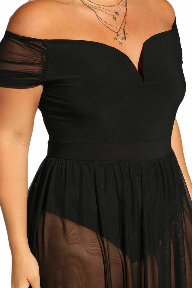 Sexy Plus Size Sheer Mesh Allure Bodysuit Dress - Image 4