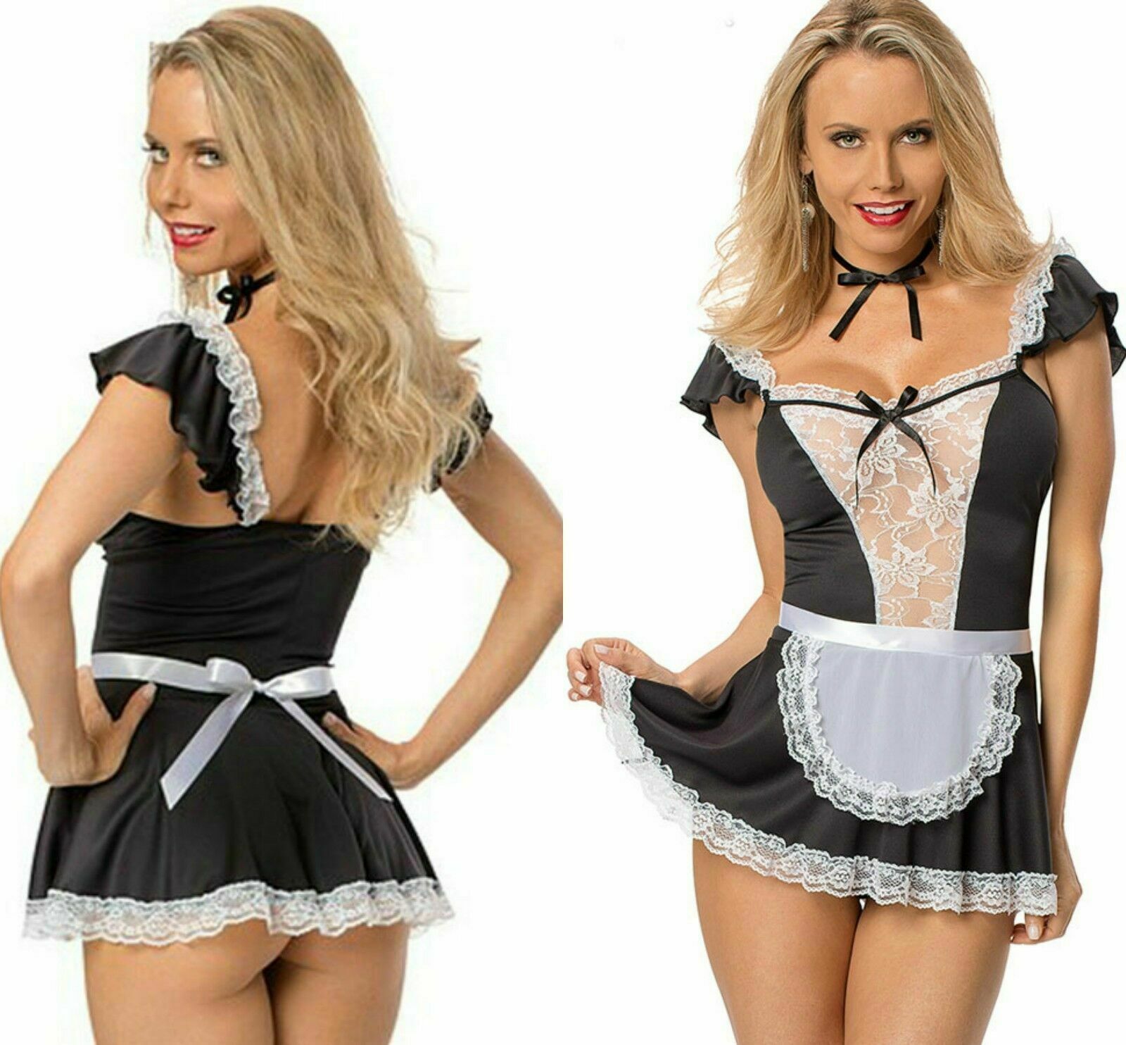 Sexy Naughty French Maid Waitress Fancy Dress Costume