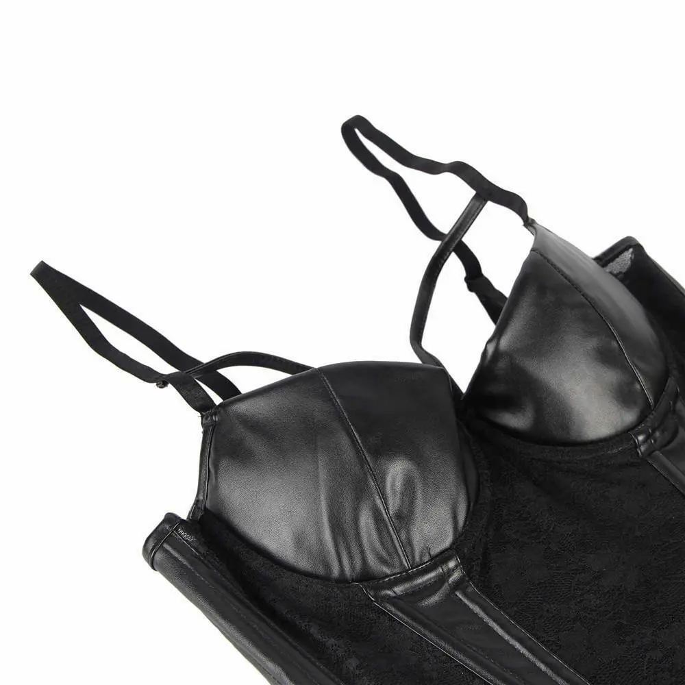 Sexy Sweetheart Faux Leather & Lace Garter Suspender Basque - Image 8