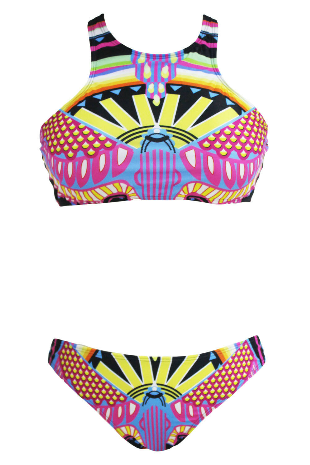 Sexy Womens Boho Tribal Print High Neck Swimsuit - Image 4