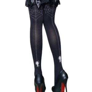 Sexy Black Gothic Spider Web Lace & Bow Stockings
