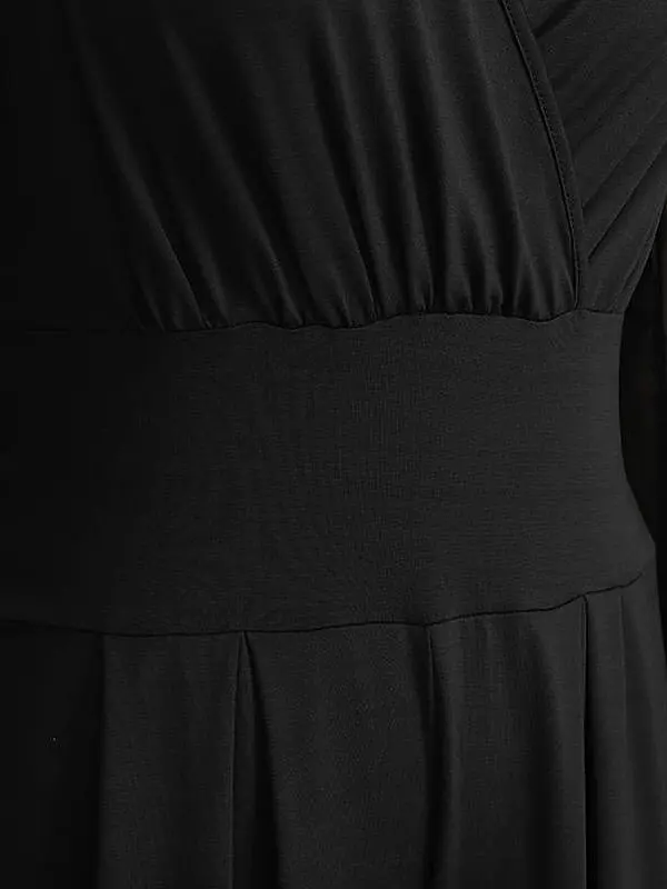 Embellished Cuffs Long Mesh Sleeves V Neck Plunge Jumpsuit - Image 22
