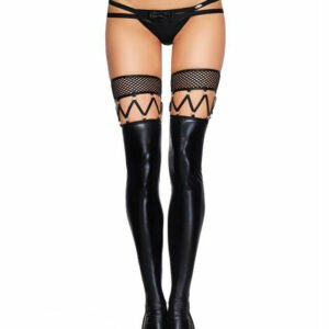 Sexy Faux Leather Net Hold Up Garter Stockings