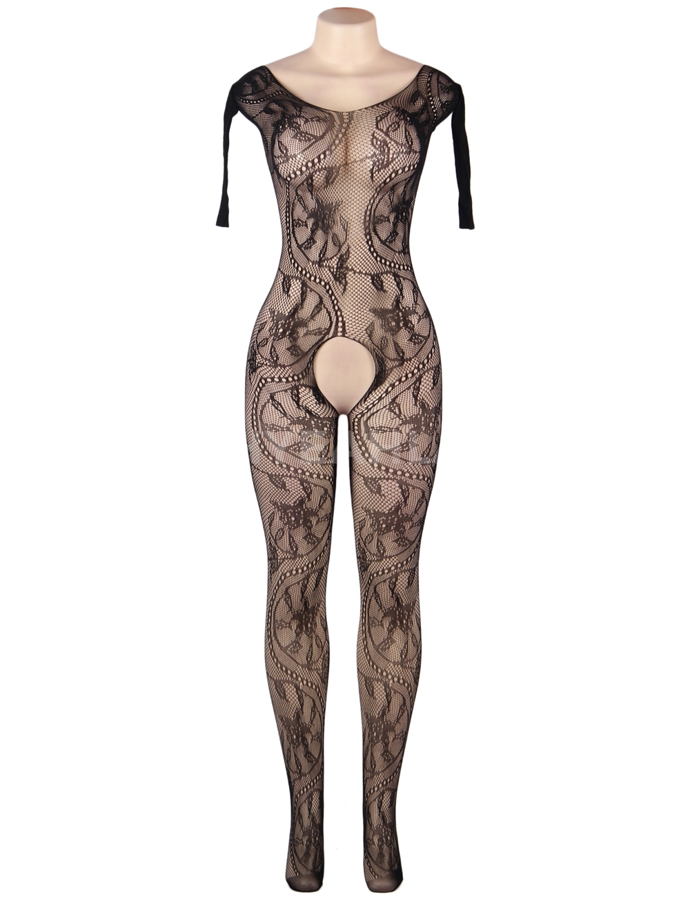 Patterned Long Sleeve Crotchless Bodystocking - Image 3