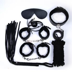 6pcs Black Leather Bondage Set