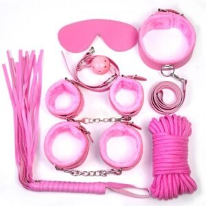 6pcs Pink Leather Bondage Set
