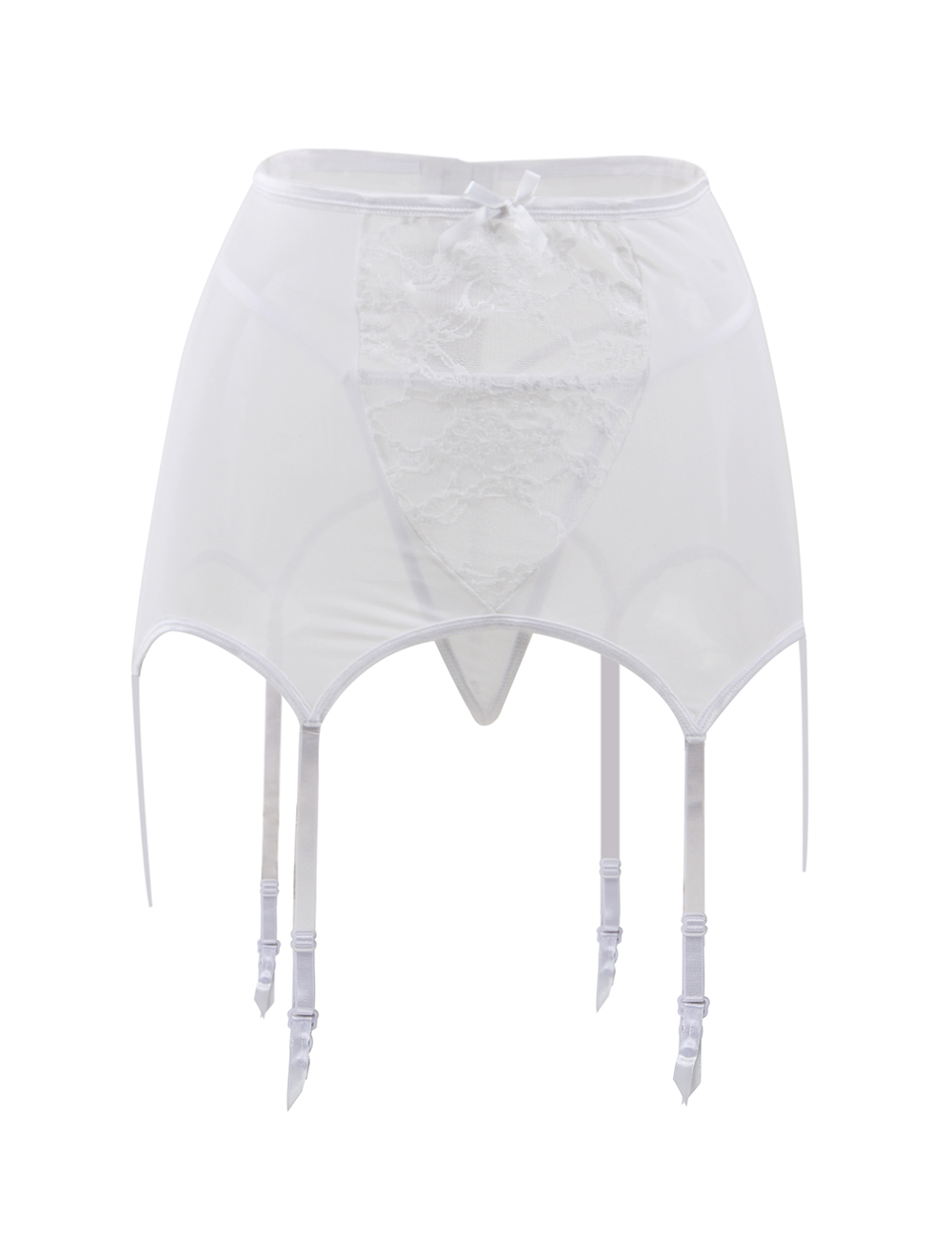 Sexy High Waist Floral Lace & Mesh Garter Set - Image 11