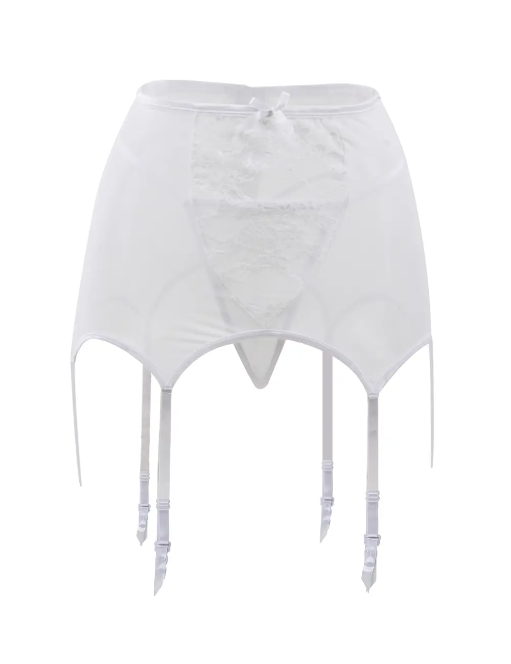 Sexy High Waist Floral Lace & Mesh Garter Set - Image 11