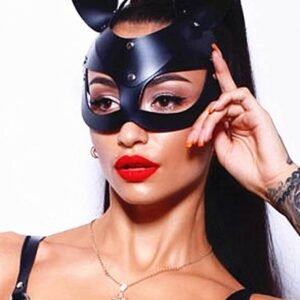 Black Faux Leather Cat Eye Mask