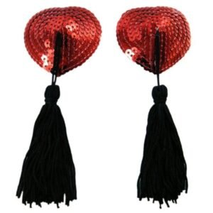 Red Heart Sequin Tassel Nipple Cover
