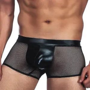 Black Faux Leather Fishnet Pants