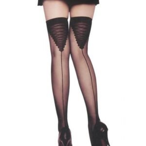 Sexy Black Back Seam Lace Up Design Stockings